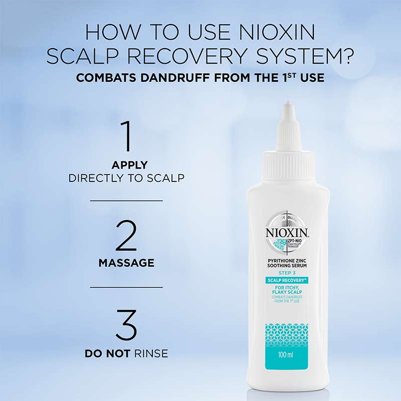 Nioxin | Scalp | Recovery | Serum | three step | nourishing | rehydrates | renews | relieves | irritation | itchiness | leave-in treatment | flake free