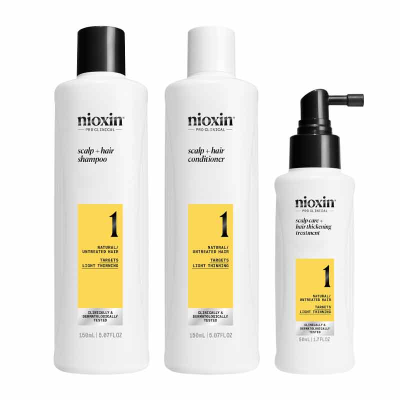 Nioxin System 1 Three Part Trial Kit, Shampoo conditioner & treatment, scalp care products,