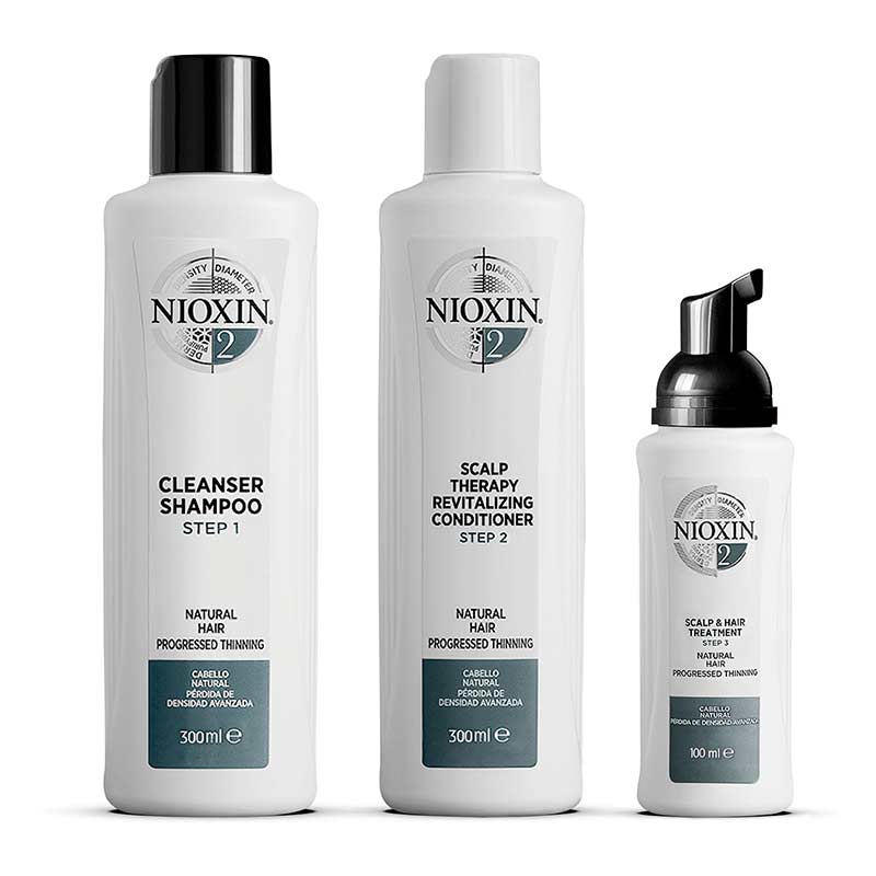 Nioxin | System 2 | Three Part Loyalty Kit | ultimate | thickening products | natural hair | progressed thinning | set | treatments | value set | comprehensive | three-step | full-sized | beautifully thick | fuller-looking hair