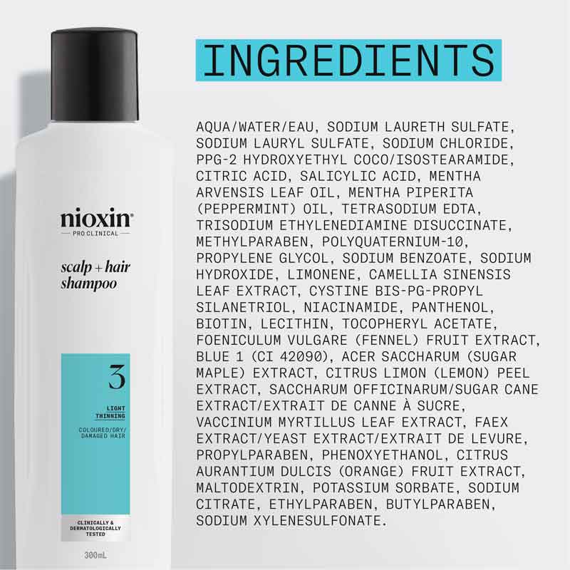 Nioxin System 3 Shampoo, shampoo for coloured hair, thinning hair, haircare for thin coloured hair