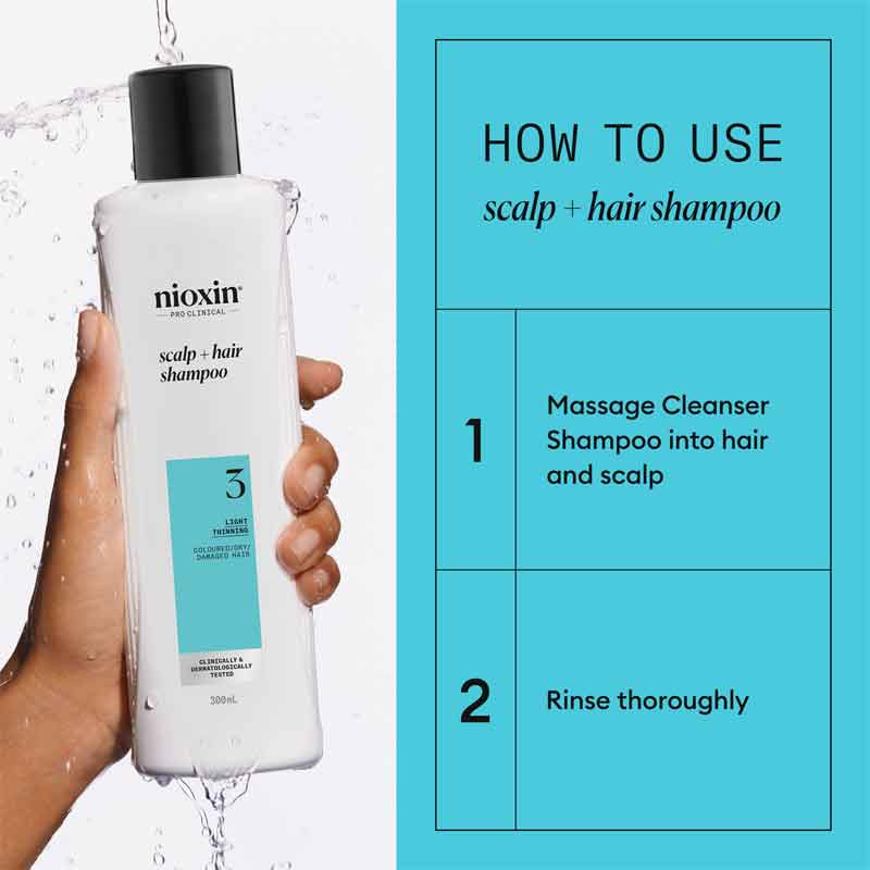 Nioxin System 3 Shampoo, shampoo for coloured hair, thinning hair