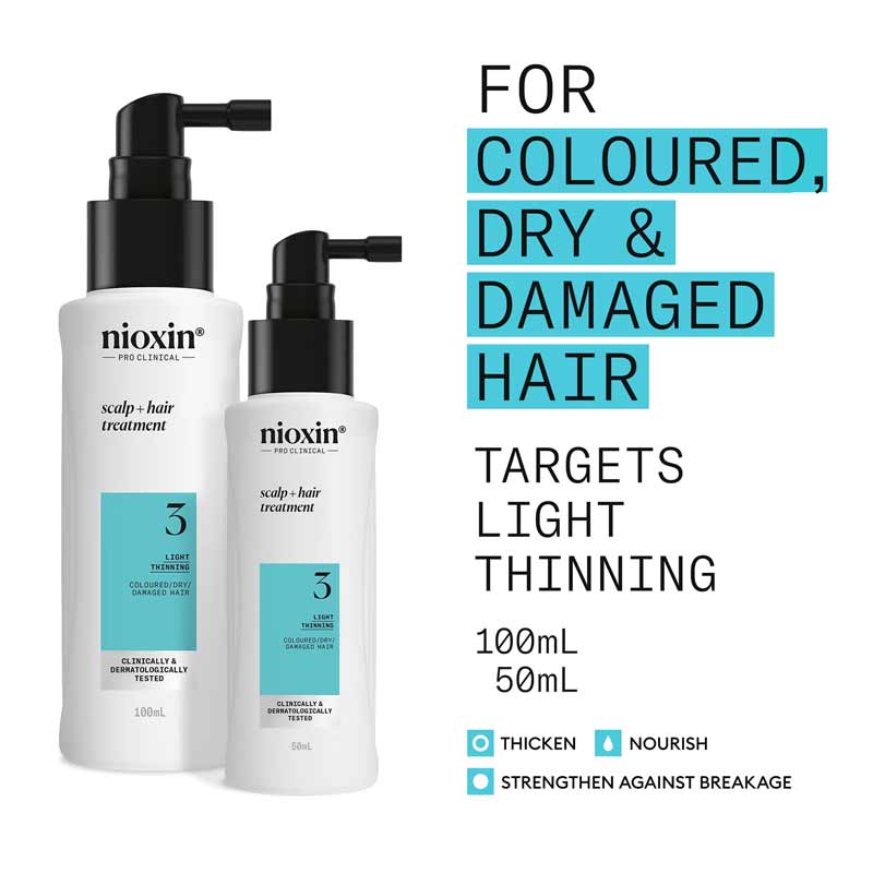 Nioxin System 3 Scalp & Hair Treatment, dry coloured hair, thinning hair