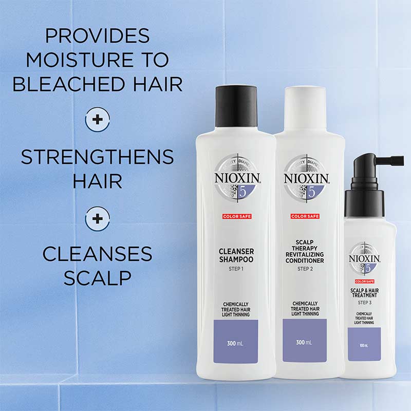 Nioxin | System 5 | Three Part | Loyalty Kit | chemically treated hair | light thinning | haircare routine | hair thickening Innovative | skincare-like approach | caring for the scalp feeling your best self