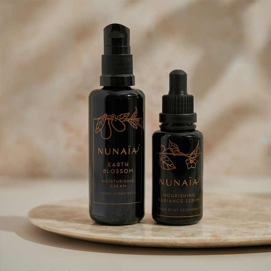 NunaĆÆa Hydrate & Bloom Ritual Set, Nunaia Serum, Nunaia Moisturiser, Skincare gift set