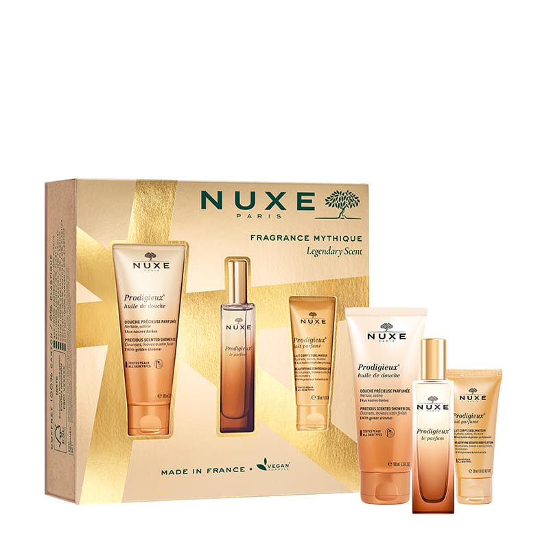 NUXE Prodigieux® Le Parfum | The Legendary Scent Gift | three NUXE treats | ICONIC Prodigieux® Le Parfum | Luxurious Shower Oil | aromatic Scented Lotion | senses | luxury | winter | legendary gift set | worth €45 | save €10.