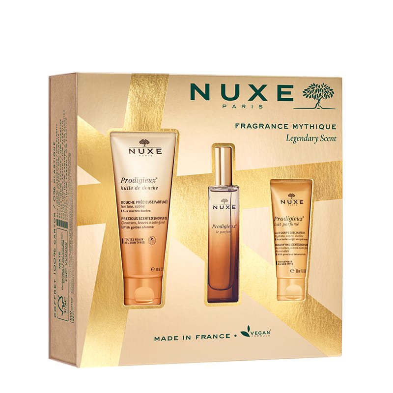 NUXE Prodigieux® Le Parfum | The Legendary Scent Gift | three NUXE treats | ICONIC Prodigieux® Le Parfum | Luxurious Shower Oil | aromatic Scented Lotion | senses | luxury | winter | legendary gift set | worth €45 | save €10.