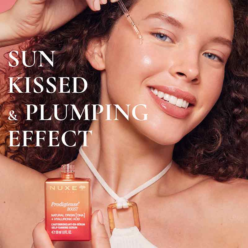 NUXE Prodigieuse Boost Self-Tanning Serum Infographic, NUXE self tan