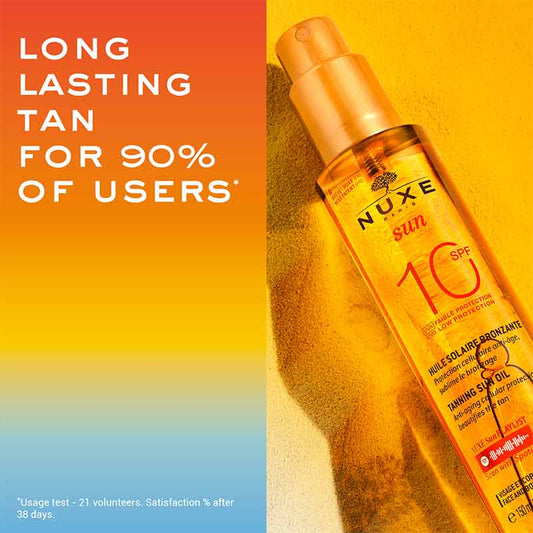 NUXE SUN Tanning Oil For Face & Body SPF10 | uv protection tanning oil