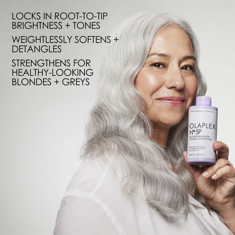 Olaplex No.5P Blonde Enhancer Toning Conditioner | targets yellow tones | neutralizes | reduces brassiness | effortless detangling | weightless softness | radiant grey hair| healthy looking