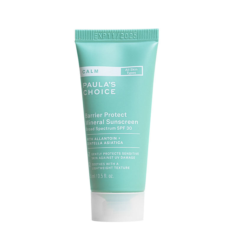 Paula's Choice Calm Barrier Protect Mineral Sunscreen SPF 30 | Mineral-based | Sun damage protection | Soothing | Sensitivity | Supports skin barrier | Lasting hydration | All skin types | Travel Size