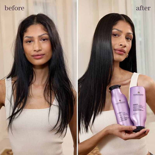 Pureology Hydrate Conditioner Before and After, haircare for dry hair
