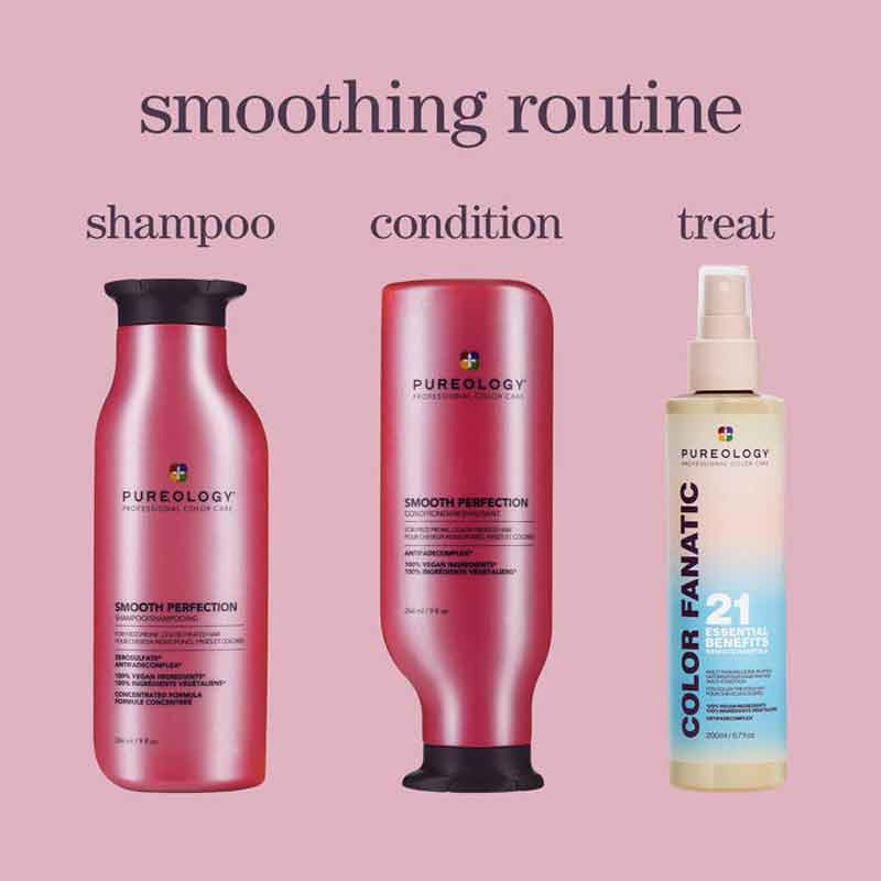 Pureology Smooth Perfection Smoothing routine, professional haircare for frizzy hair