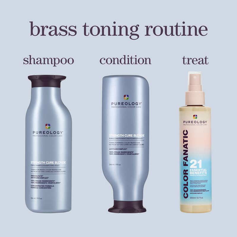 Pureology Strength Cure Blonde Purple Shampoo & Conditioner, professional haircare for blonde hair, purple toning conditioner