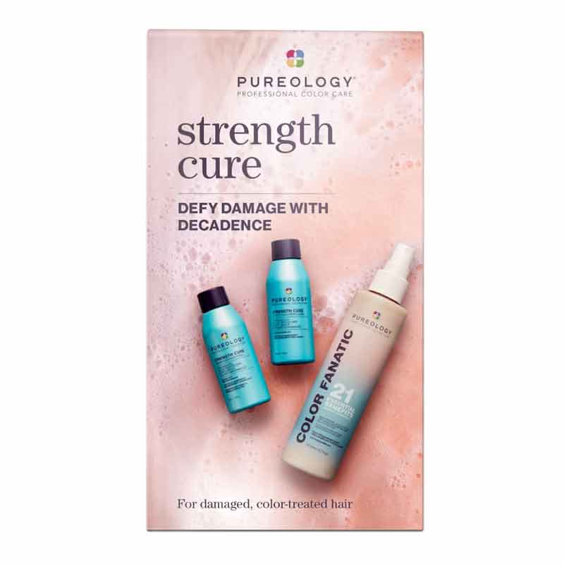 Pureology Strength Cure Discovery Set for Damaged, Coloured Hair, travel size shampoo & conditioner