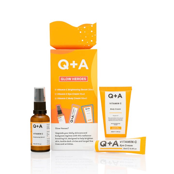 Q+A glow heroes gift set, vitamin C products