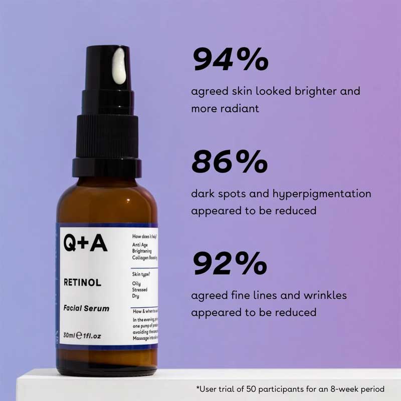 Q+A Retinol Serum | Fine Lines | Uneven Skin Tone | Smooth