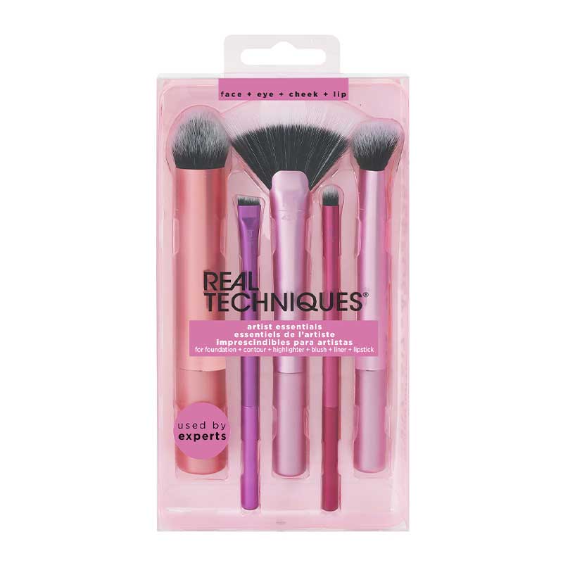 Real Techniques Artist Essentials Kit | five | piece | brush | set | includes | brushes | eye | eyes | lips | quality | makeup | application | versatile | set | works | fresh | game | perfect | finish | face | need | professional