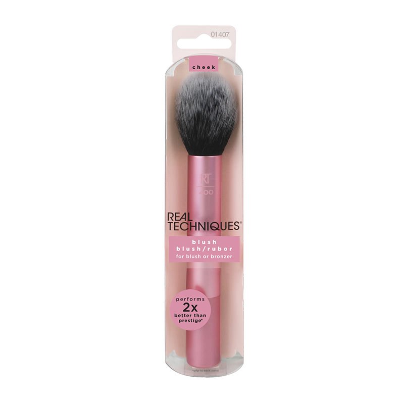 Real Techniques Blush Brush | high-performance | bristles | feel | super | soft | skin | domed | head | shape | custom | cut | contour || look | high-tech | materials | synthetic | define | cheeks | blush | brush | helps | add | definition | colour