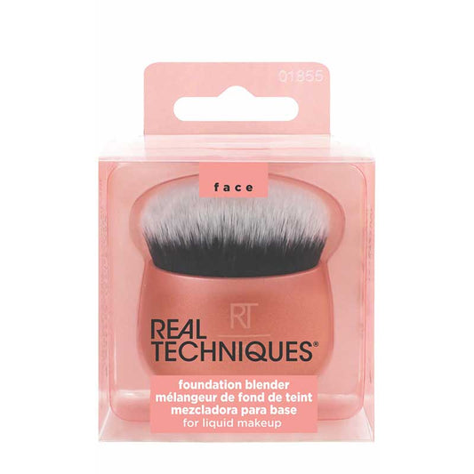Real Techniques | Foundation Blender brush | seamlessly blend foundation | face | flawless coverage | brush head | large surface area | size | rounded top | streak-free blend | all-over finish | suitable | liquid | cream | powder foundations