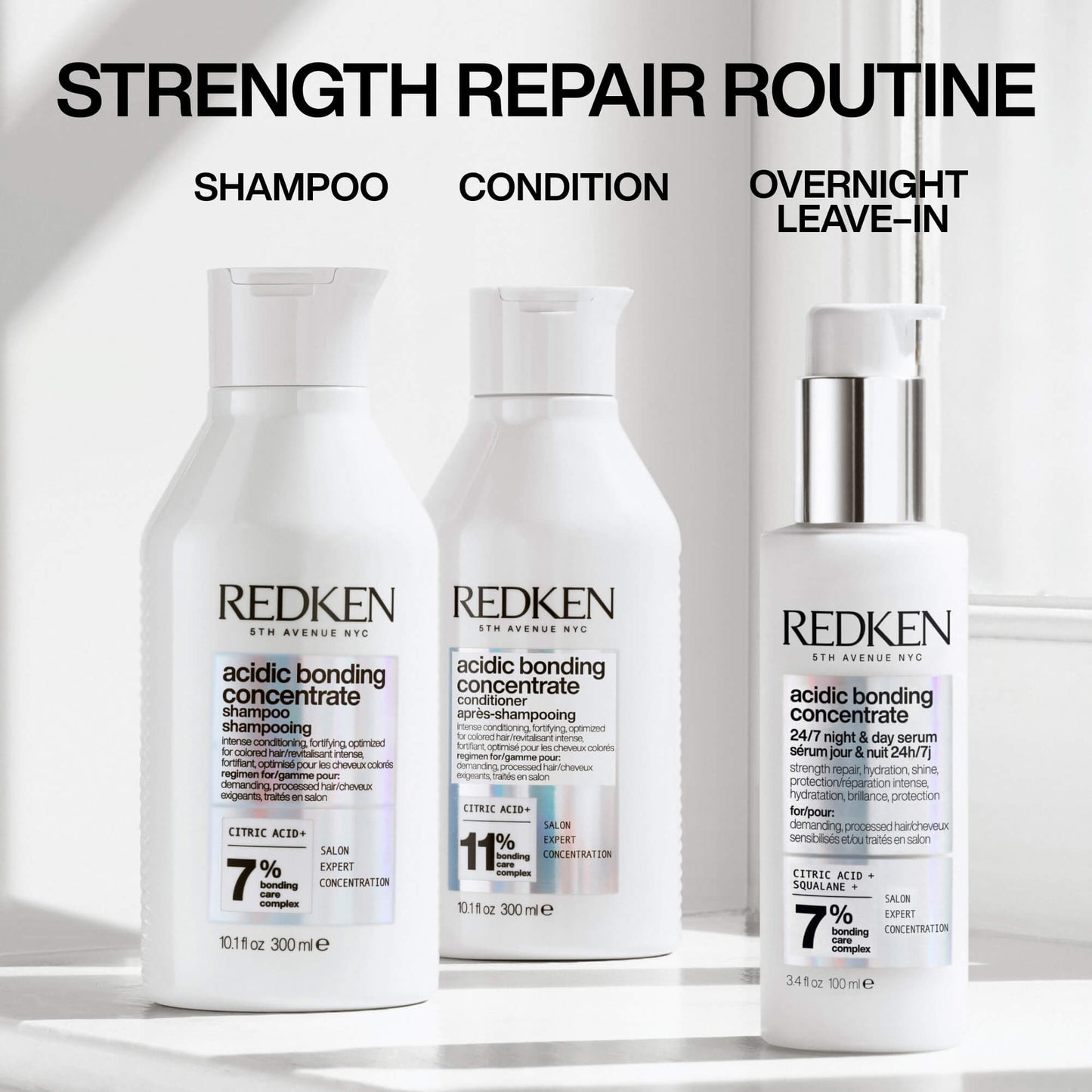 Redken, Redken Acidic Bonding Concentrate 24/7 Day & Night Serum For Damaged Hair, Hair Strengthen Repair Routine