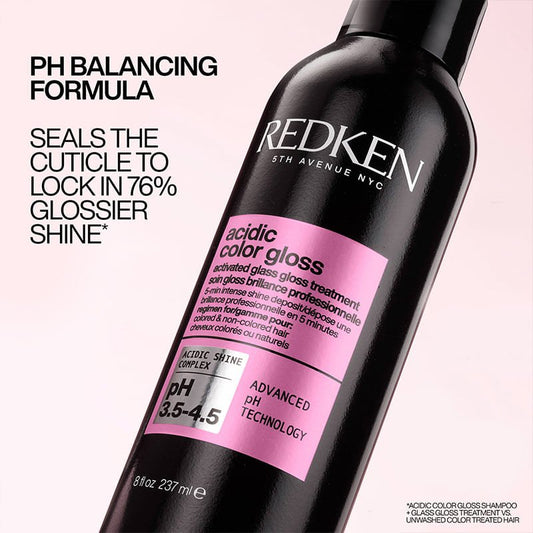Redken Acidic Color Gloss Activated Glass Gloss Treatment | 5-minute hair glossing treatment