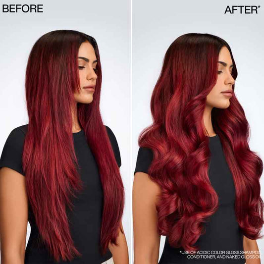 Redken Acidic Color Gloss Naked Gloss Lightweight Shine Hair Oil Before & After