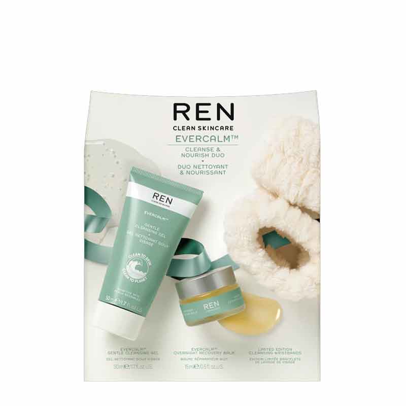 REN Evercalm Cleanse & Nourish Gift Set, calming skincare for sensitive skin