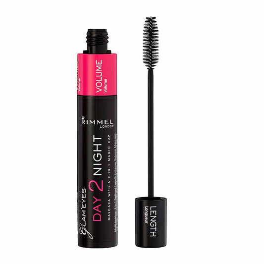 Rimmel London Glam’eyes Day 2 Night Mascara | Waterproof | Wand | Double | Black | Hold | Long | Big Volume