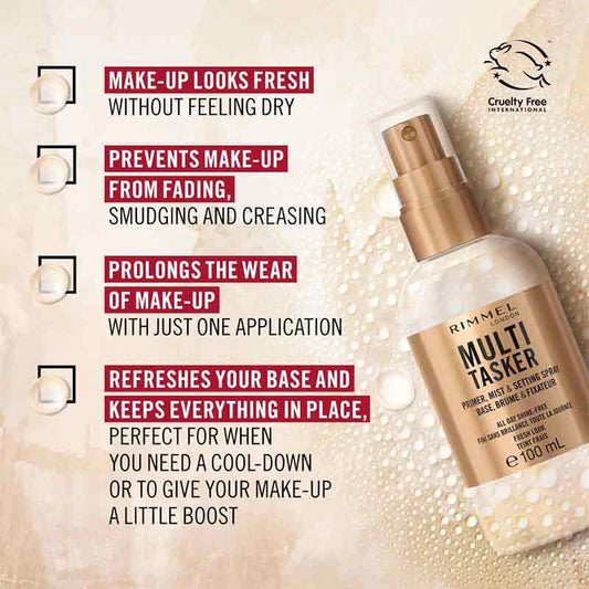 Rimmel London, setting spray, multitasker primer mist setting spray, prevent makeup from smudging, prolong makeup, refresh makeup