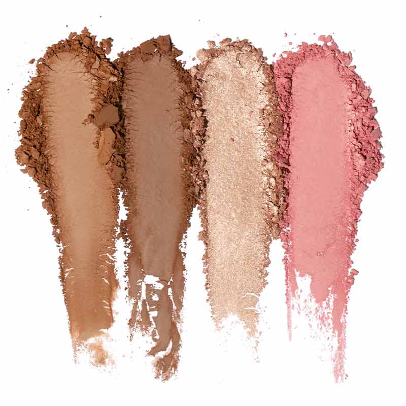 Rosie for Inglot Afterglow Skin Palette | bronze glow swatch and texture | pressed powder palette | blusher, highlighter, bronzer