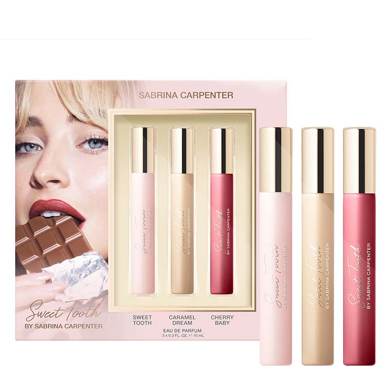 Sabrina Carpenter, Sabrina Carpenter Sweet Tooth Travel Trio Gift Set, Caramel Dream, Sweet Tooth, Cherry Baby, Travel Size Fragrance, Perfume Gift Set, Gift Set For Her