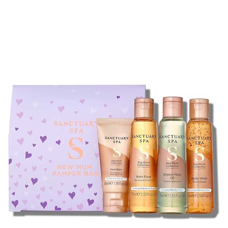 Sanctuary New Mum Pamper Bag Gift Set | Perfect for Post-Baby Pampering | 4 Mini Treats | Suitable for Pregnancy | Vegan-Friendly