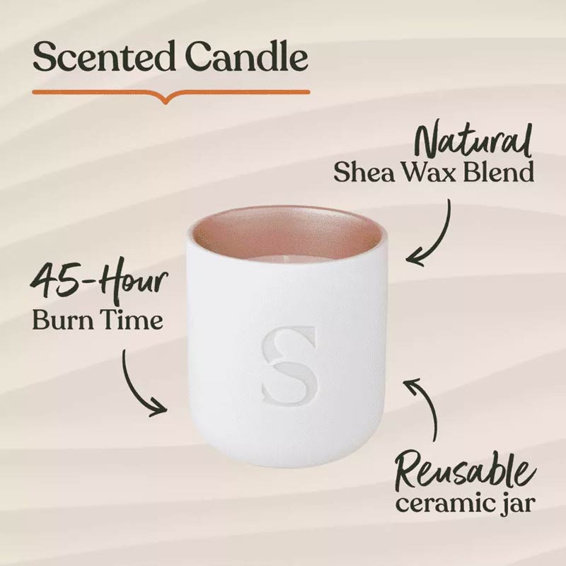 Sanctuary Rose Scented Candle In Ceramic Jar With 45 Hour Burn Time