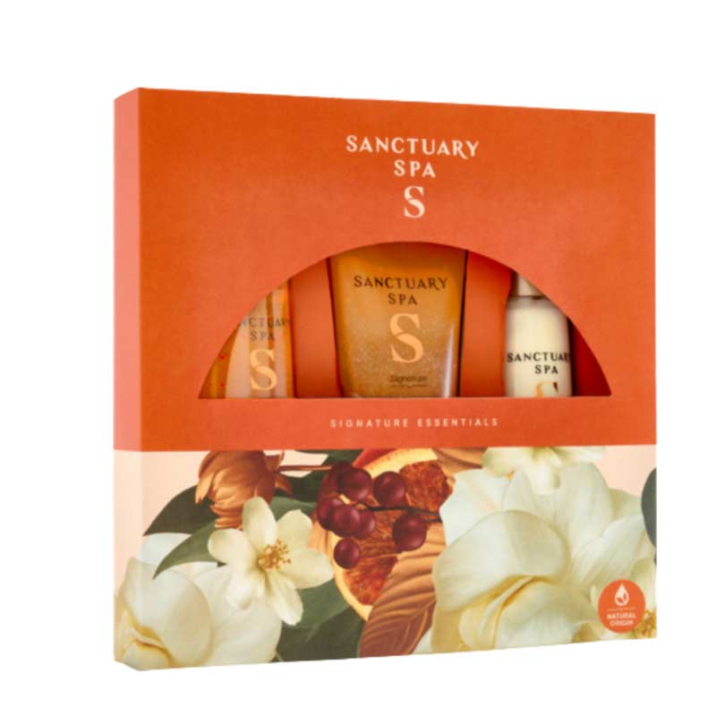 Sanctuary Spa Signature Essentials Trio Gift Set Box From Outside