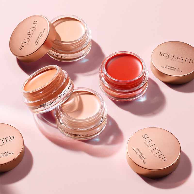 sculpted by aimee brighten up colour corrector | cream colour corrective concealers | thick full coverage concealers | buildable coverage concealers
