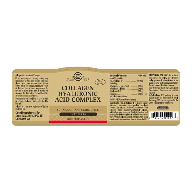 Solgar | Collagen Hyaluronic Acid Complex | food supplements
