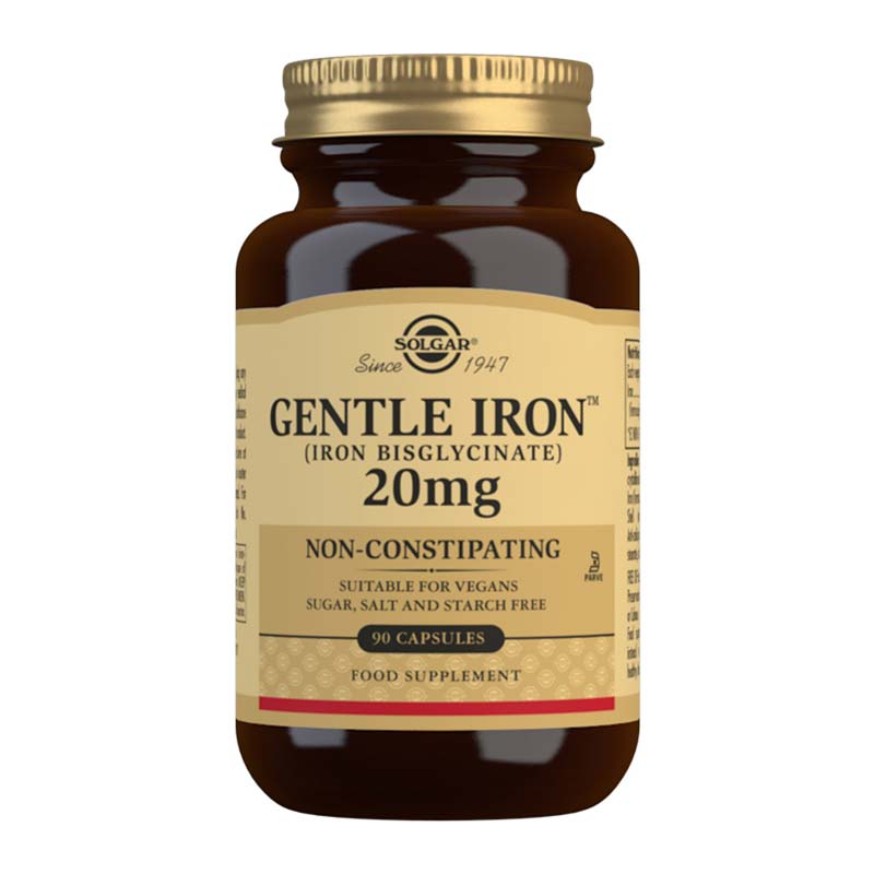 Solgar Gentle Iron™ 20 mg Vegetable Capsules | non constipating iron tablets