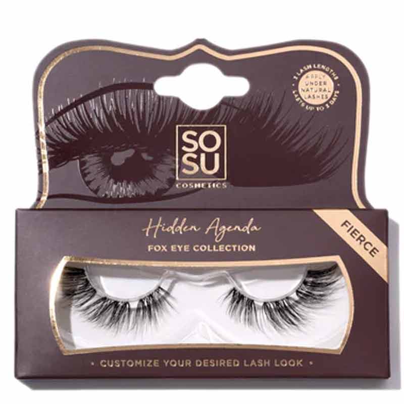 SOSU Cosmetics Hidden Agenda Fox Eye False Lashes Fierce In Box