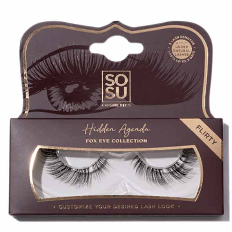 SOSU Cosmetics Hidden Agenda Fox Eye False Lashes Flirty In Box