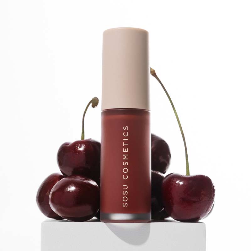 SOSU Cosmetics Liquid Blush Toasted Cherry, dark blush, blusher for dark skin