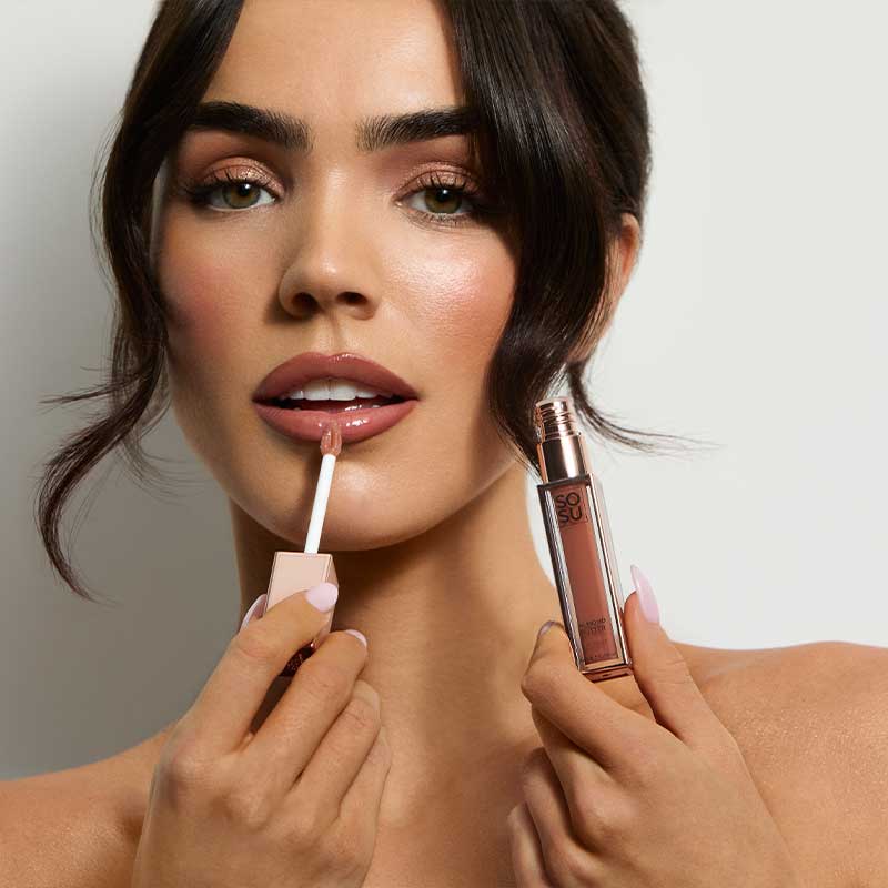 SOSU Cosmetics Lip Glaze | Almond Butter | High-Shine Satin Lip Gloss