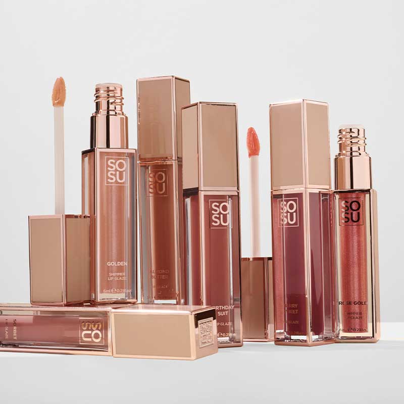 SOSU Cosmetics Lip Glaze | High-Shine Lip Gloss with Shimmer | Perfect for Layering Over Lipstick or Wearing Alone | Enhances Pout with Glistening Dimension