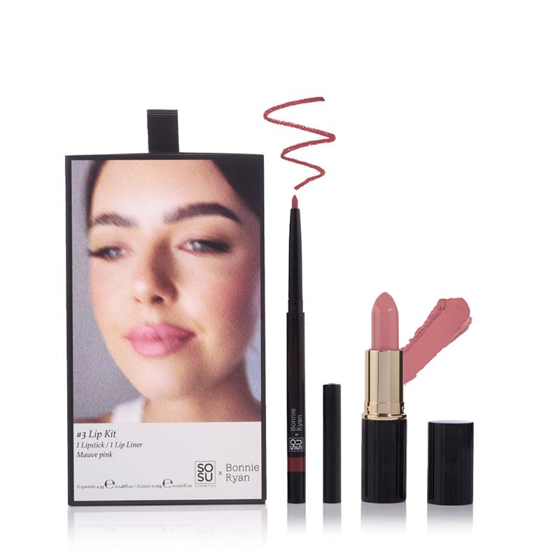 SOSU Cosmetics x Bonnie Ryan Lip Kit #3 | Mauve Pink | perfect choice | chic | mauve pink | lip shade | highly pigmented | creamy lipstick | longwear lip liner.