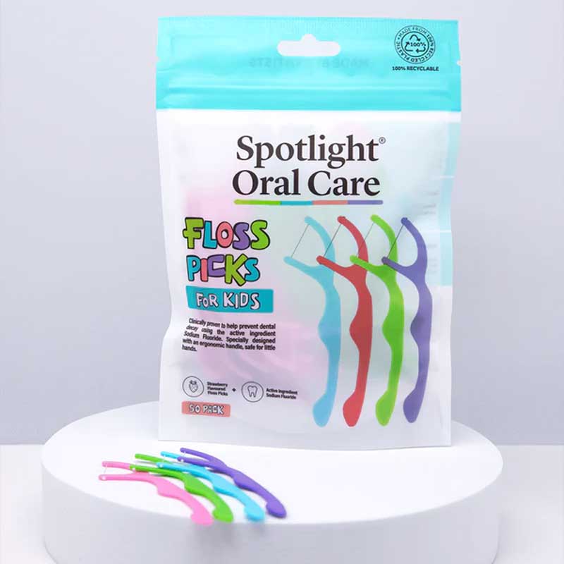Spotlight Oral Care Floss Picks For Children, strawberry flavour floss picks