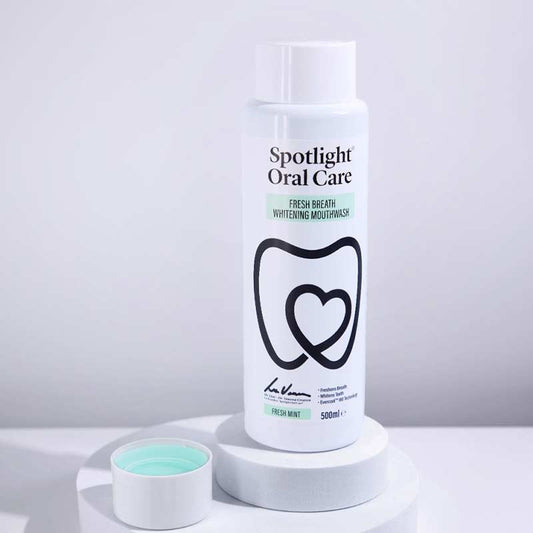 Spotlight Oral Care | Fresh Breath Whitening Mouthwash | fresh breath | whitened teeth | Evercool 180 Technology™ | advanced formula | long-lasting fresh breath | prevents stain build-up | protects against cavities | daily use | brighter smile | healthier smile | breath freshening | teeth whitening ingredients