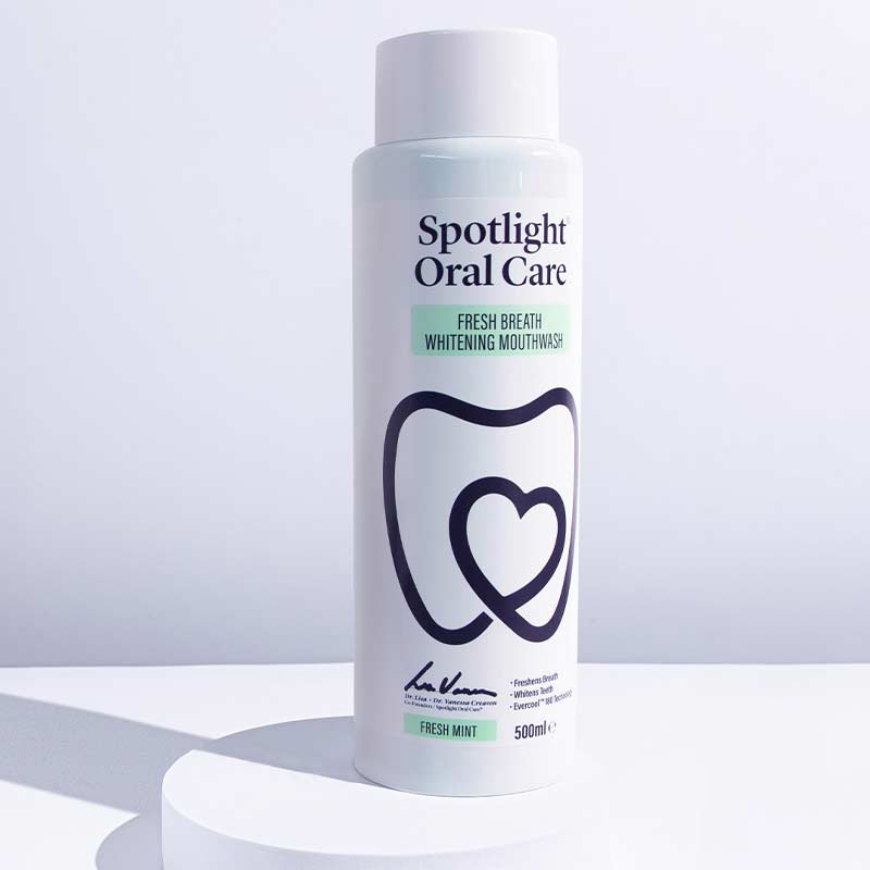 Spotlight Oral Care | Fresh Breath Whitening Mouthwash | fresh breath | whitened teeth | Evercool 180 Technology™ | advanced formula | long-lasting fresh breath | prevents stain build-up | protects against cavities | daily use | brighter smile | healthier smile | breath freshening | teeth whitening ingredients