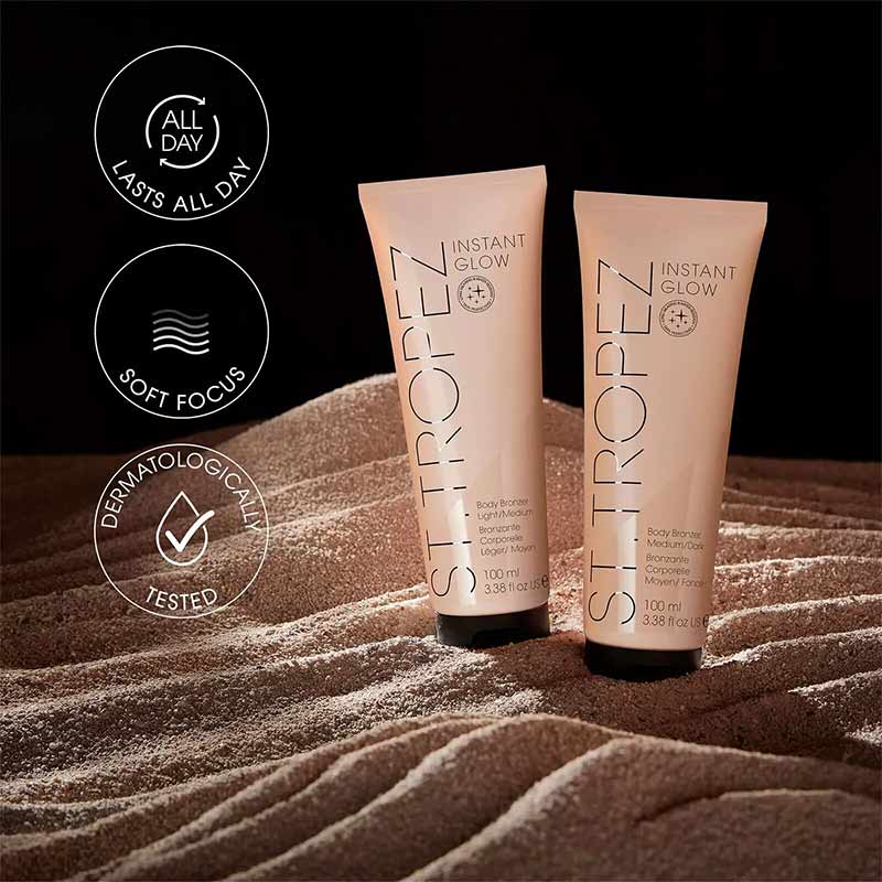 St. Tropez Instant Glow Bronzer | Medium dark | Lasts all day | blurred finish