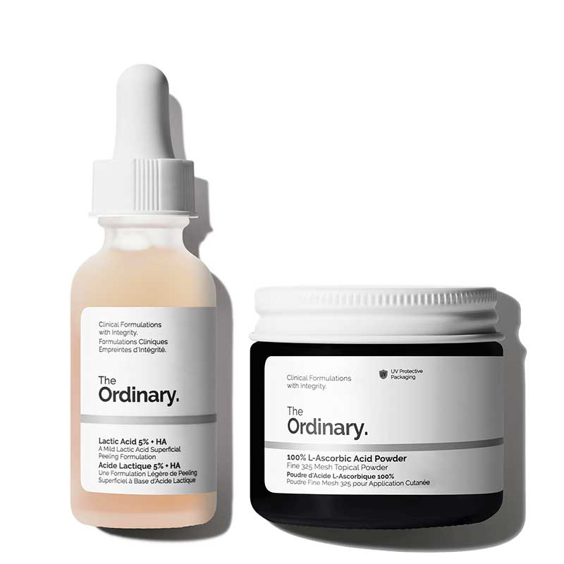 The Ordinary | Brightening | Bundle | clear | bright skin | AHA | treatment | exfoliates | banishes | dull | pure | Vitamin C | powder |creams | serums | anti-ageing | anti-oxidant | skin-brightening