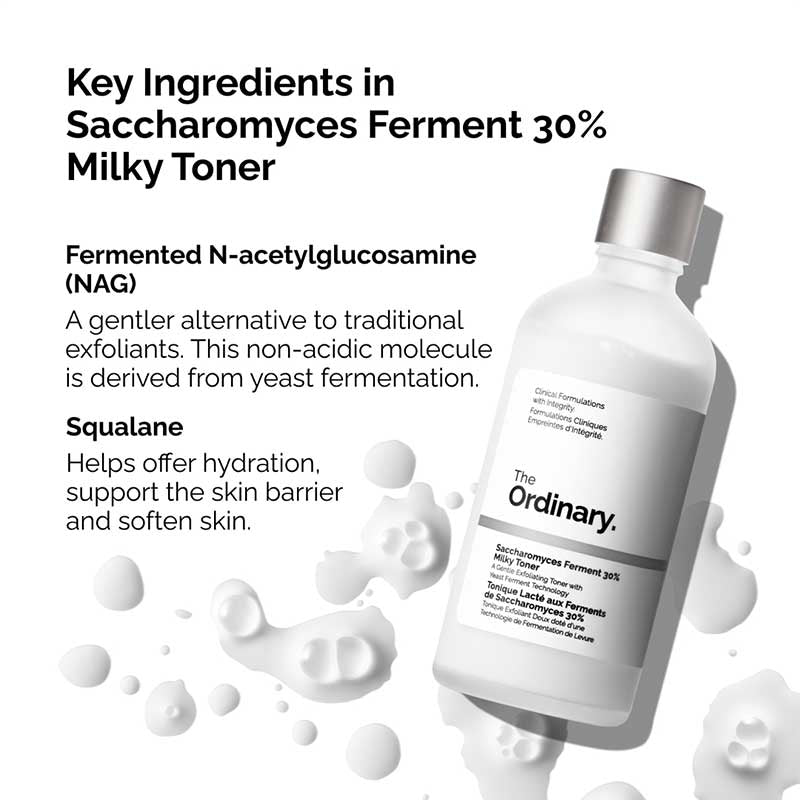The Ordinary Saccharomyces Ferment 30% Milky Toner | Gentle exfoliating toner | All-day hydration | Stronger skin barrier | Lightweight toner | Suitable for all skin types