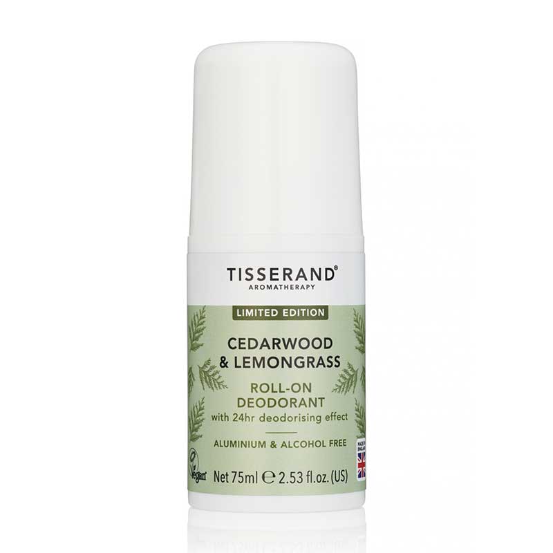 Tisserand Cedarwood & Lemongrass Deodorant | 100% natural pure essential oils | deodorize | soothe skin | Cedarwood | Lemongrass | Black Pepper